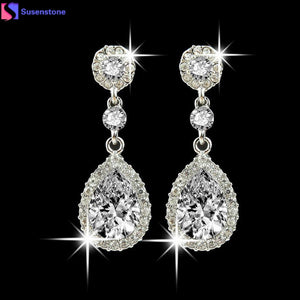 SUSENSTONE Wedding Jewelry Rhinestone Style Wedding Earrings For Women