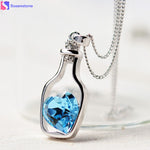 Crystal Heart Bottle Necklace