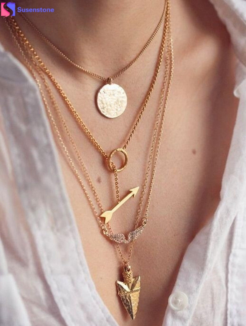 Wings And Arrows Layered Necklace