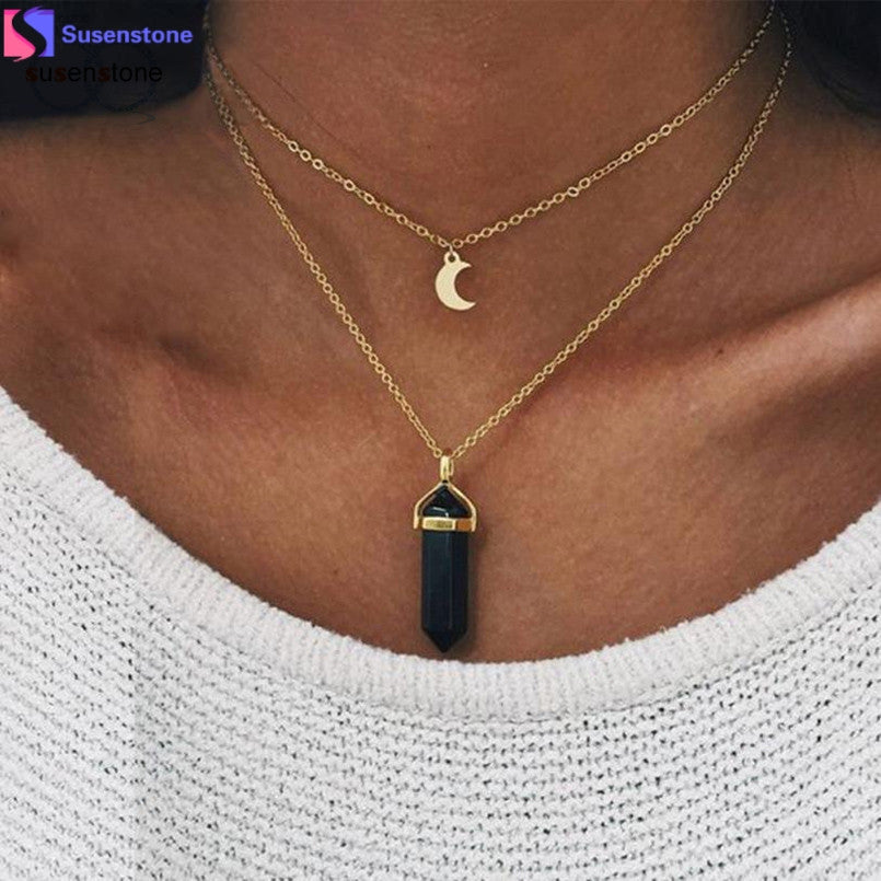 Moon And Shard Layered Necklace