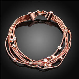 Crystal Multi-Chain Rose Gold Bracelet