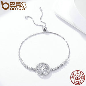 BAMOER Sterling Silver Tree of Life Adjustable Bracelet
