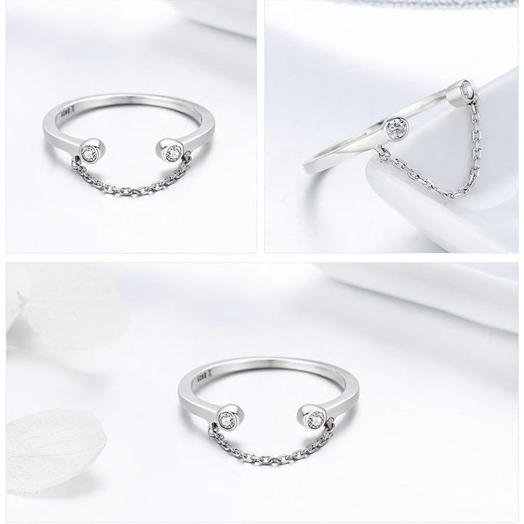 BAMOER Adjustable C Cut Ring, 100% Sterling Silver