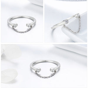 BAMOER Adjustable C Cut Ring, 100% Sterling Silver