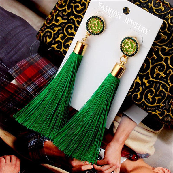 Crystal Tassel Boho Earrings