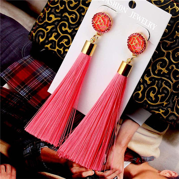 Crystal Tassel Boho Earrings