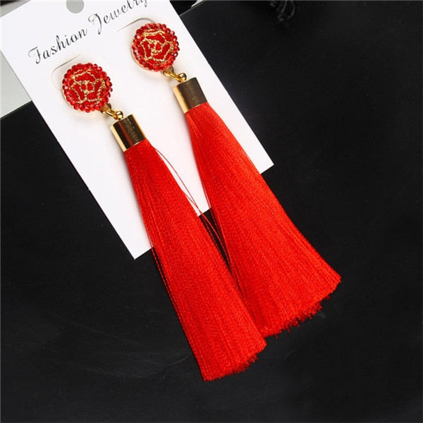 Crystal Tassel Boho Earrings
