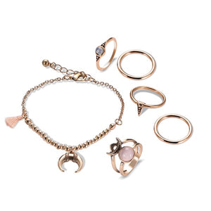 12 Pc. and 6 Pc. Tassel Ring and Bracelet Set
