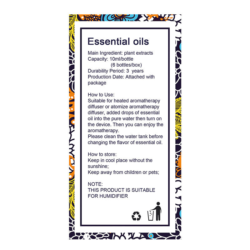 6 Pack Essential Oils For Aromatherapy Diffusers