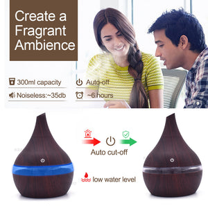 KBAYBO Wood Tone Tear Drop Aroma Therapy Humidifier