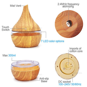 KBAYBO Wood Tone Tear Drop Aroma Therapy Humidifier