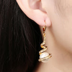 Spiral Pearl Drop Zircon Earrings