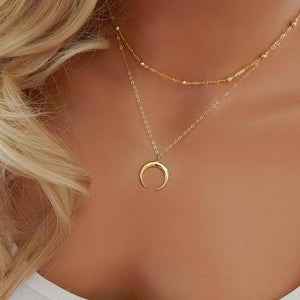 Delicate Moon Layered Necklace
