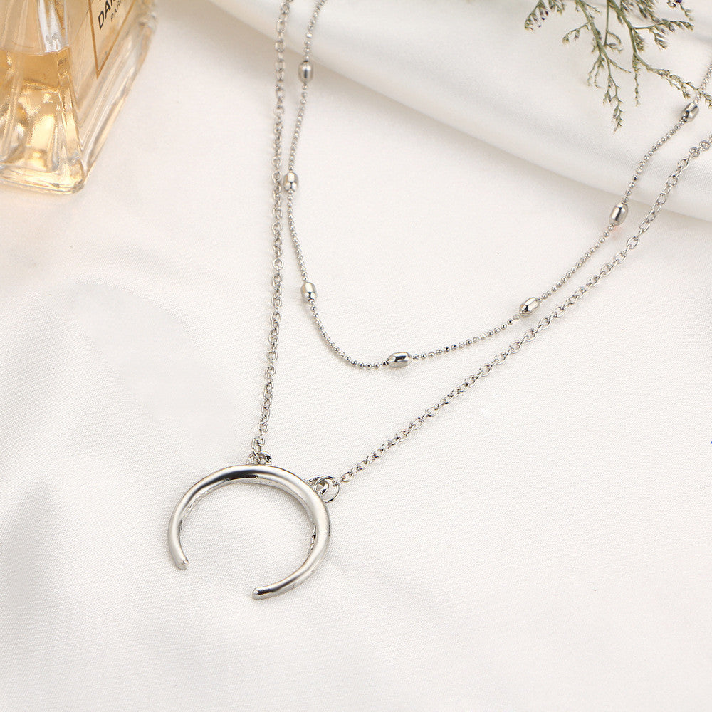 Delicate Moon Layered Necklace