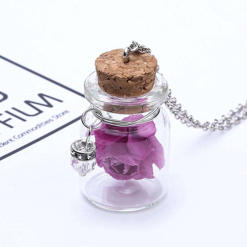 Glow in the Dark Rose In A Bottle Pendant