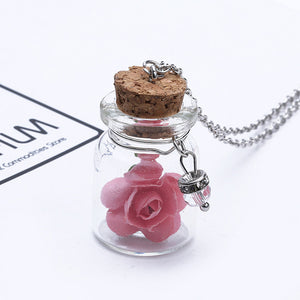 Glow in the Dark Rose In A Bottle Pendant
