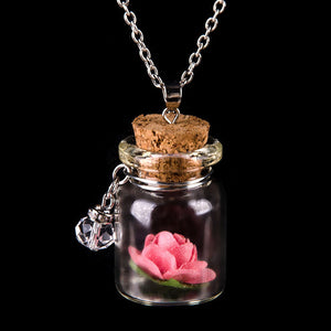 Glow in the Dark Rose In A Bottle Pendant