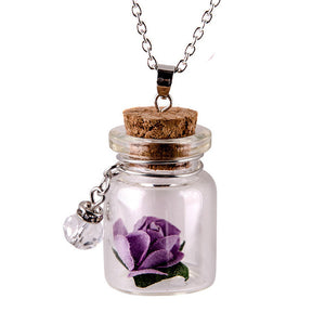 Glow in the Dark Rose In A Bottle Pendant