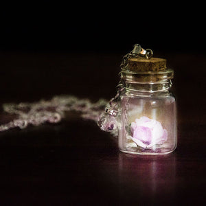Glow in the Dark Rose In A Bottle Pendant