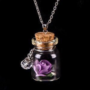 Glow in the Dark Rose In A Bottle Pendant