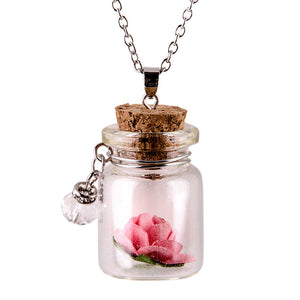 Glow in the Dark Rose In A Bottle Pendant