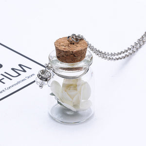 Glow in the Dark Rose In A Bottle Pendant