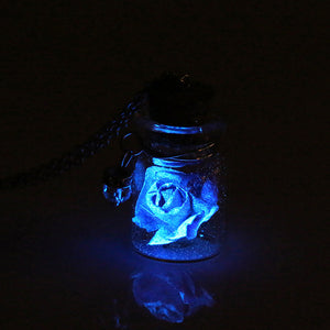 Glow in the Dark Rose In A Bottle Pendant