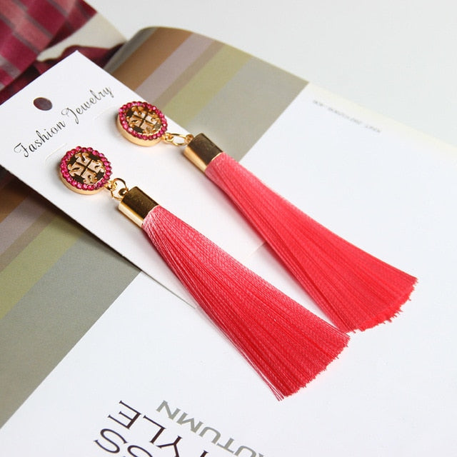 Crystal Tassel Boho Earrings