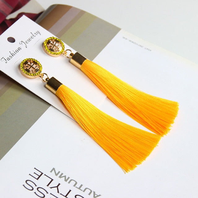 Crystal Tassel Boho Earrings