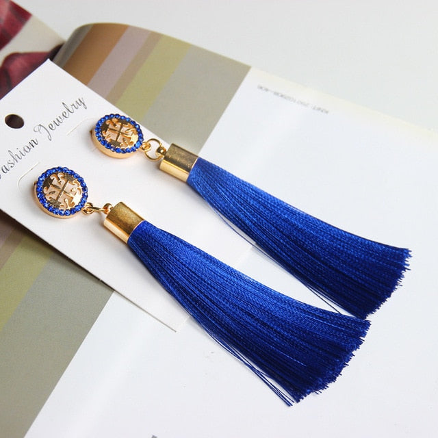 Crystal Tassel Boho Earrings