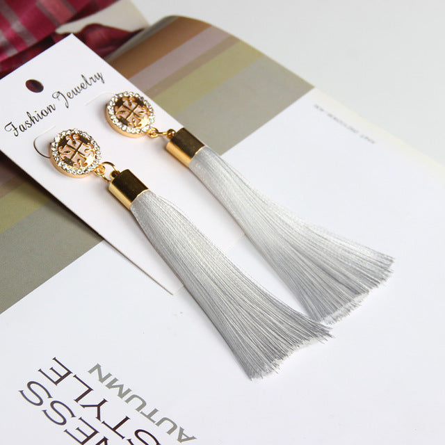 Crystal Tassel Boho Earrings