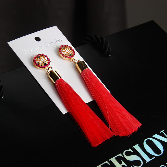 Crystal Tassel Boho Earrings