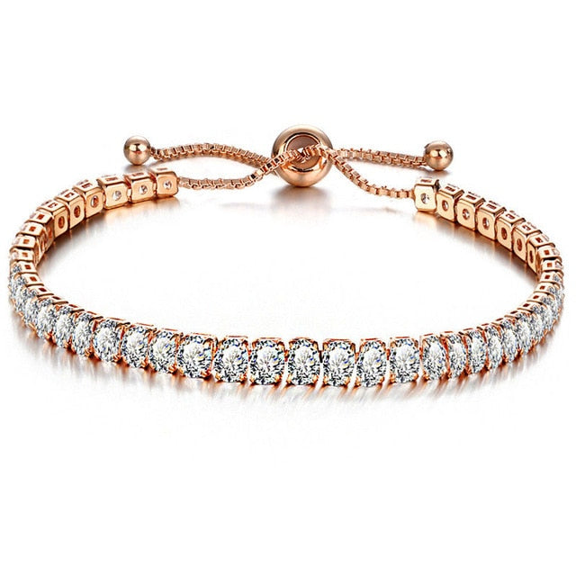 Full Tennis Adjustable Rose Gold Bracelet