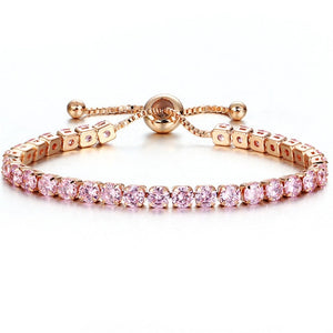 Full Tennis Adjustable Rose Gold Bracelet