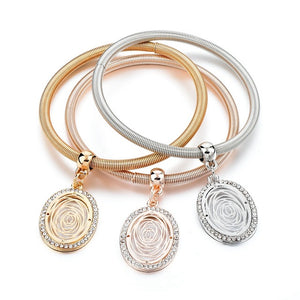 Tri Color Charm Bangle Bracelet Set