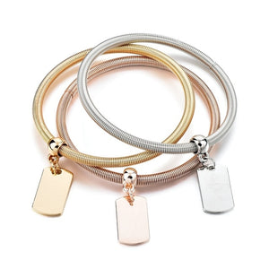 Tri Color Charm Bangle Bracelet Set