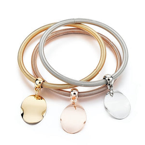 Tri Color Charm Bangle Bracelet Set
