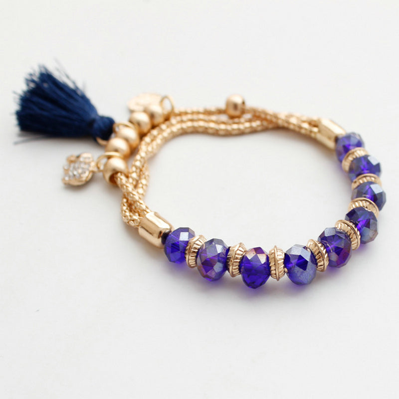 Beaded Tassel Elephant Charm Bracelet