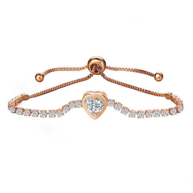 A Sparkling Heart Rose Gold Bracelet
