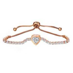 A Sparkling Heart Rose Gold Bracelet