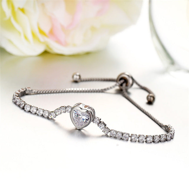 A Sparkling Heart Rose Gold Bracelet