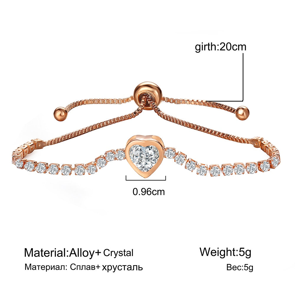 A Sparkling Heart Rose Gold Bracelet