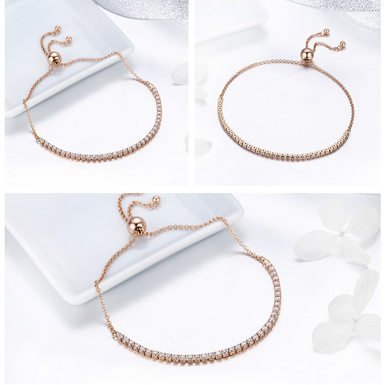 BAMOER Sterling Silver Adjustable 1/2 Tennis Bracelet