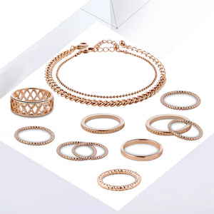 12 Pc. and 6 Pc. Tassel Ring and Bracelet Set
