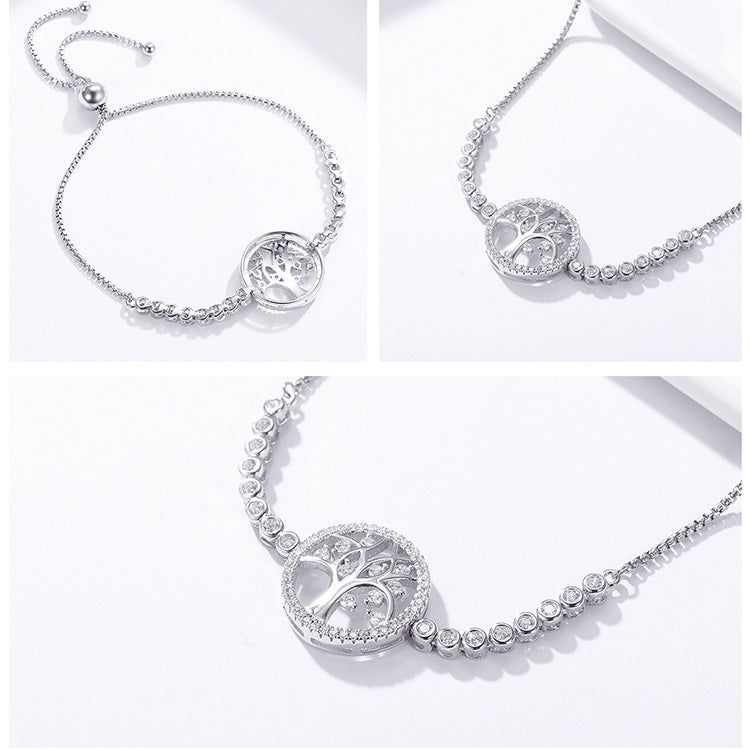 BAMOER Sterling Silver Tree of Life Adjustable Bracelet