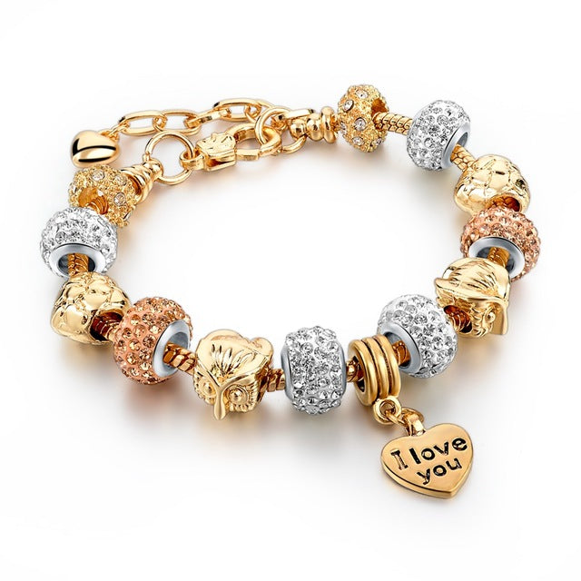 I Love You Heart Crystal Bracelet