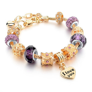 I Love You Heart Crystal Bracelet