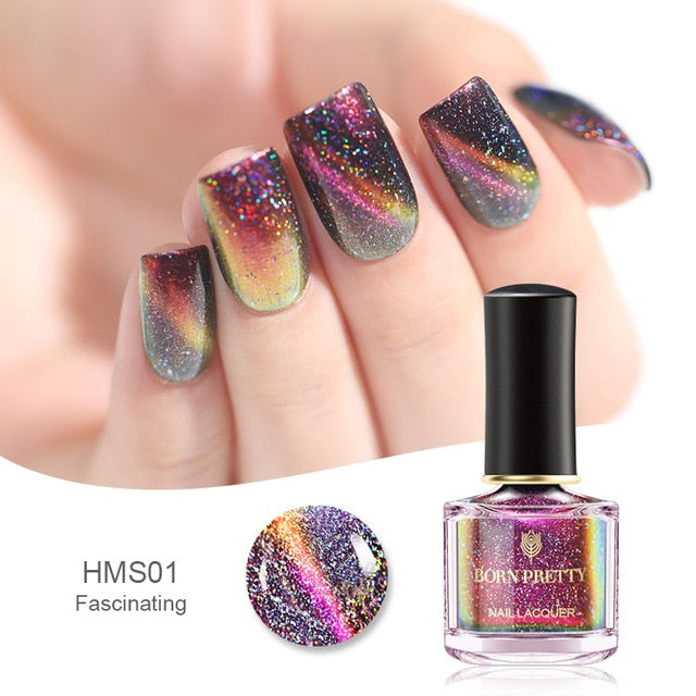 BORN PRETTY Holographic Cat Eye Magnetic Nail Polish