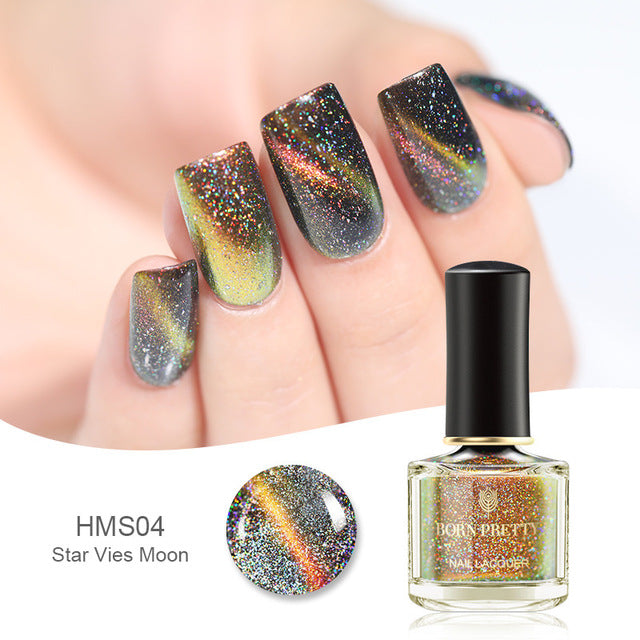 BORN PRETTY Holographic Cat Eye Magnetic Nail Polish