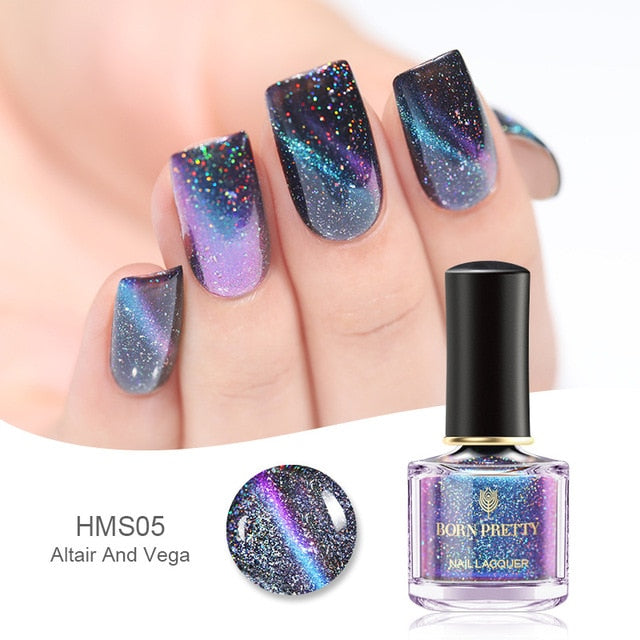 BORN PRETTY Holographic Cat Eye Magnetic Nail Polish